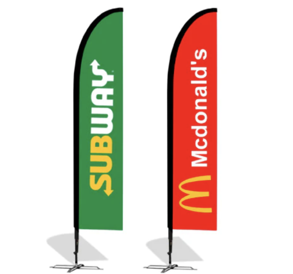 Custom feather flag signs for outdoor advertising