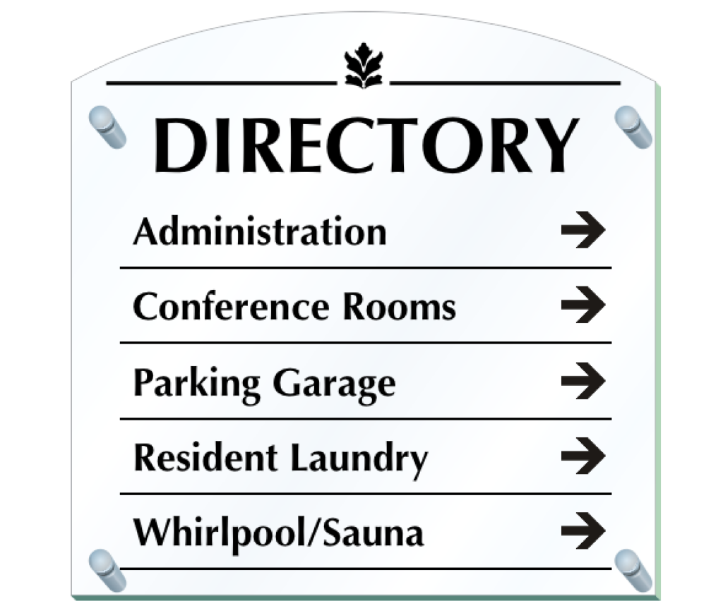 Wayfinding signs for facility organization