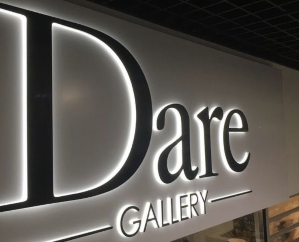 Sophisticated halo edge letter signs for indoor displays